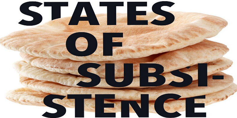 book cover of pitta breads with the words states of subsistence